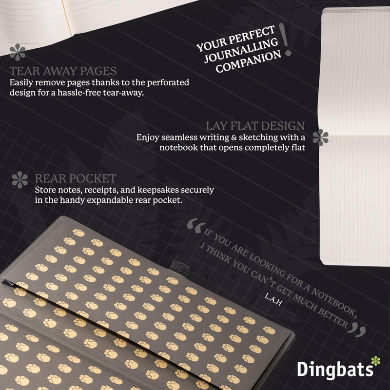 Dingbats* Notebooks Dingbats* - Wildlife A4 Grid Notebook - Extra Large Hardcover PU Leather Journal - for Work, Travel - Pocket, Elastic Closure, Pen Holder, Bookmark - Image 4